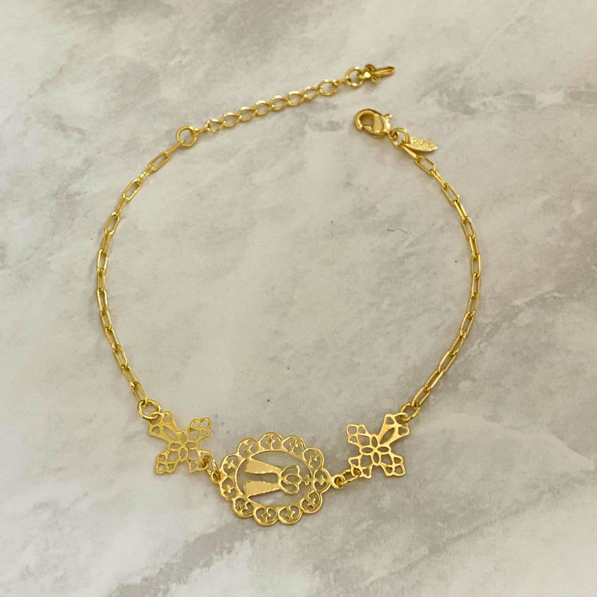 PULSEIRA ELOS COM DUAS CRUZ E UMA NS APARECIDA
