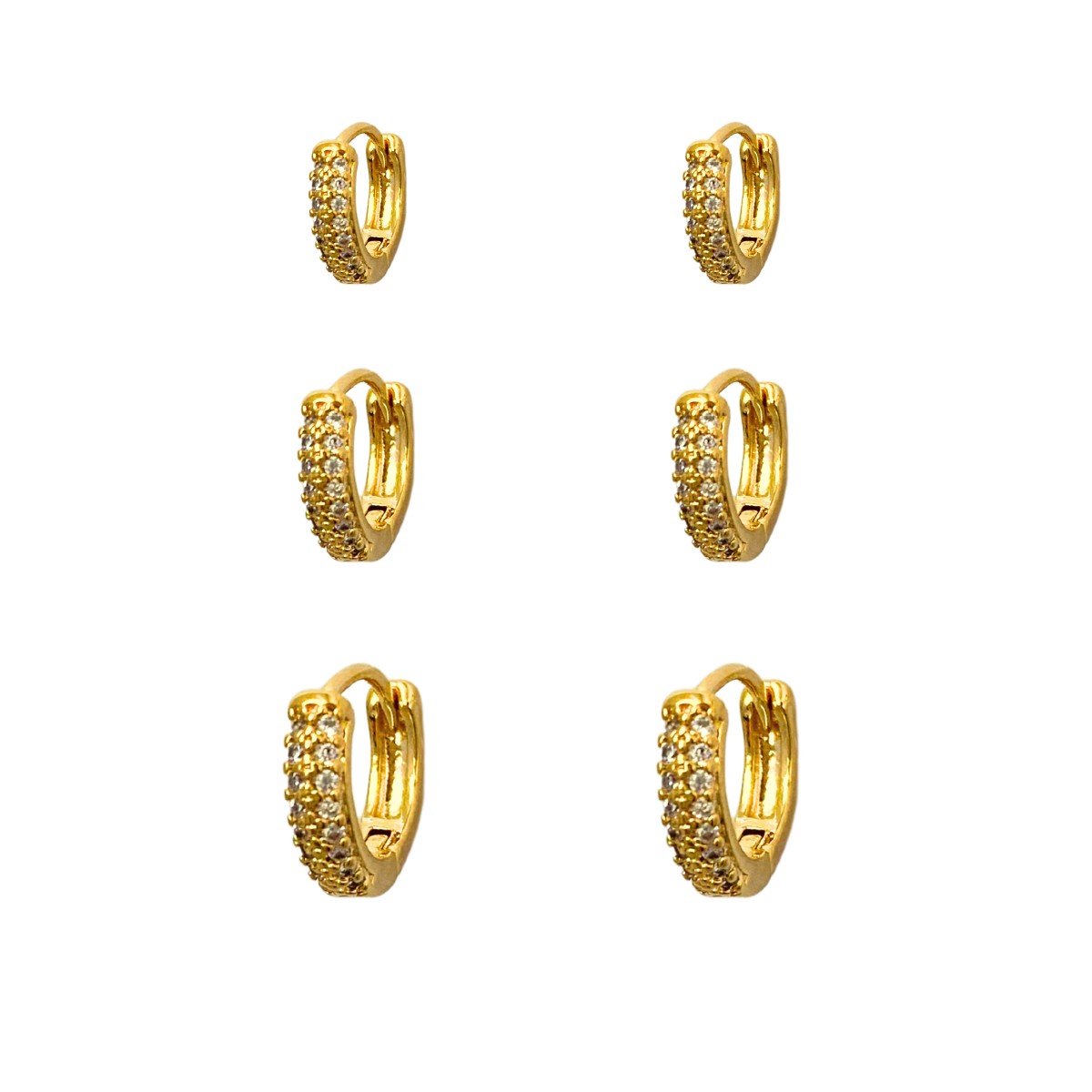 ARGOLA TRIO CLICK COM 2 FILEIRA CRAVEJADA 10MM 12MM 14MM