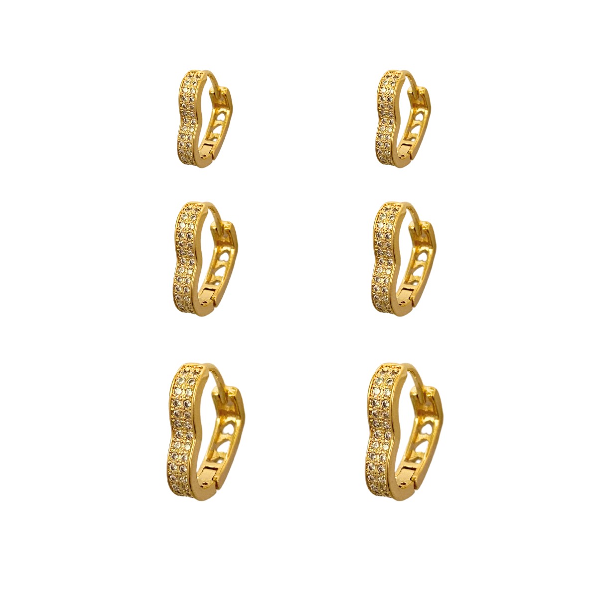 ARGOLA TRIO CLICK CORAÇAO COM 2 FILEIRA CRAVEJADA 10MM 13MM 16MM