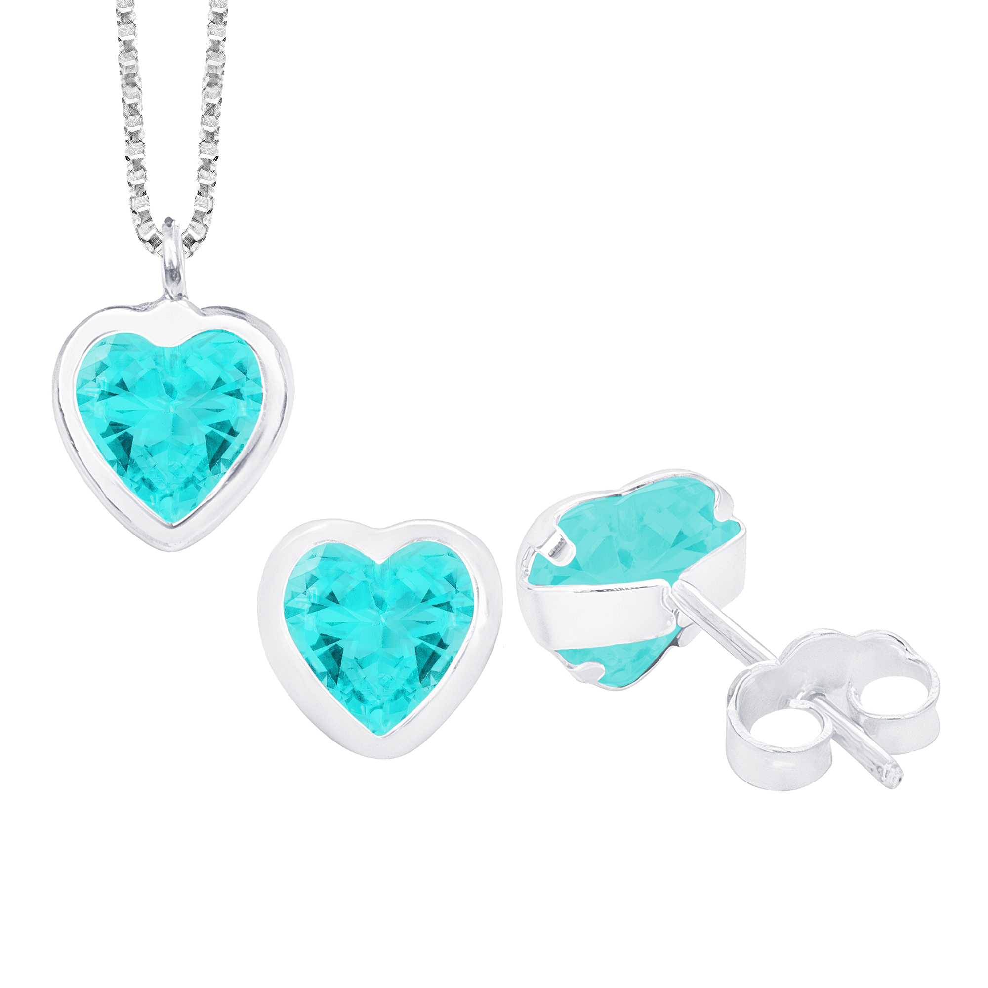 CONJUNTO P925 CORAÇÃO ZIRCÔNIA TURMALINA + GARGANTILHA P925 VENEZIANA