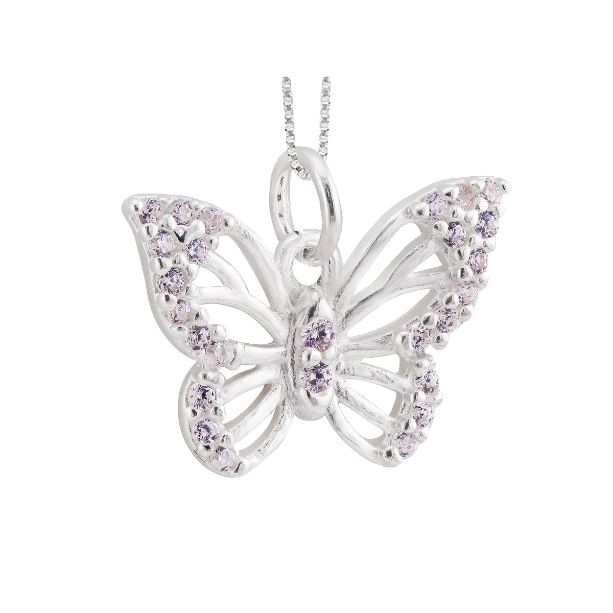 GARGANTILHA P925 VENEZIANA + PINGENTE BORBOLETA CRISTAL