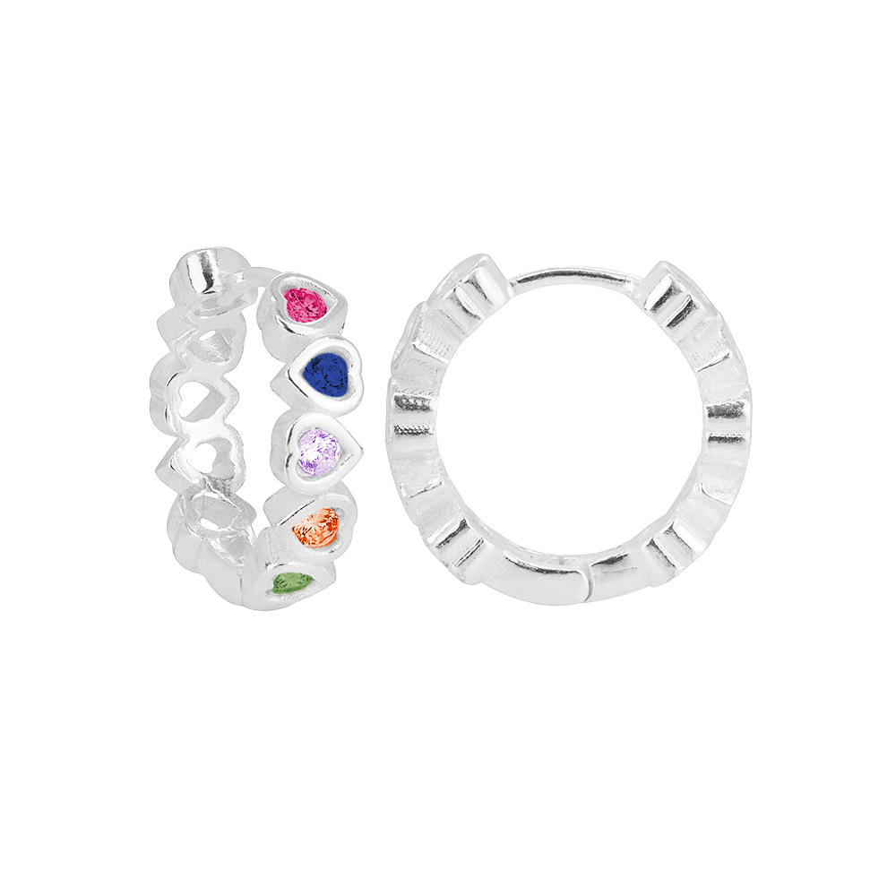 ARGOLA P925 CLICK CORAÇÕES ZIRCÔNIA COLORIDA GRANDE 1,7X1,25CM