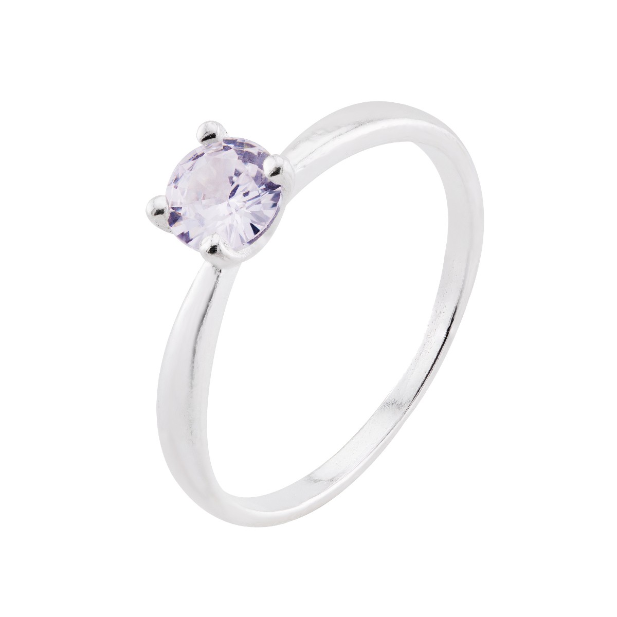 ANEL P925 SOLITARIO COM 1 PEDRA ZIRCONIA CRISTAL 5MM 4 GARRA