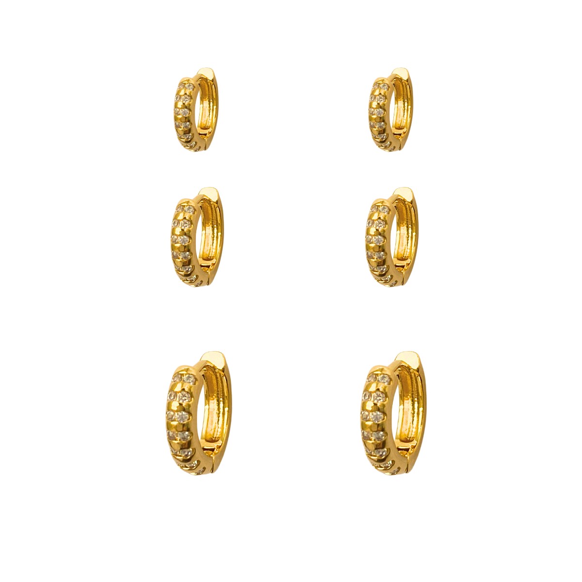 ARGOLA TRIO CLICK COM 2 FILEIRA CRAVEJADA 9MM 11MM 13MM