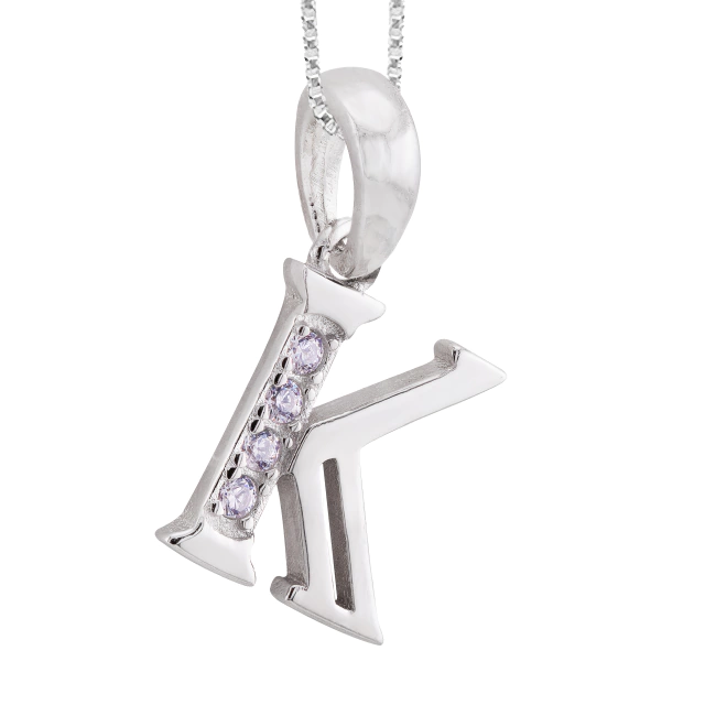 GARGANTILHA P925 VENEZIANA + PINGENTE LETRA CRISTAL (K)