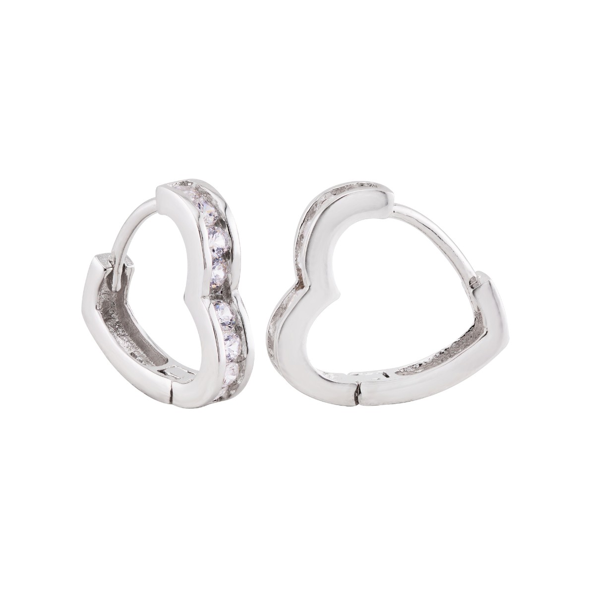 ARGOLA P925 CLICK CORAÇAO CRAVEJADA CRISTAL COM RODIO