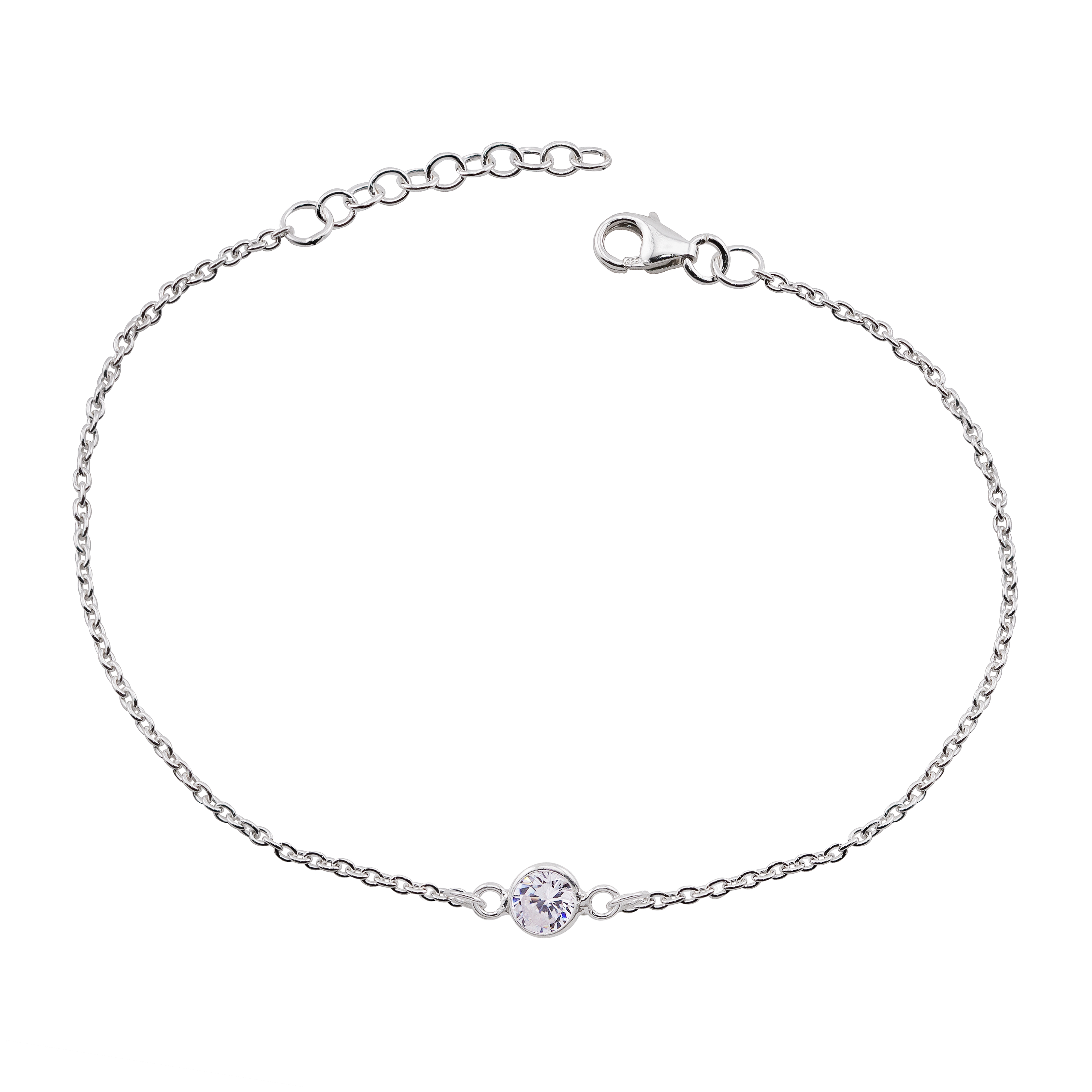 PULSEIRA P925 ZIRCÔNIA CRISTAL 17CM+2CM EXTENSOR
