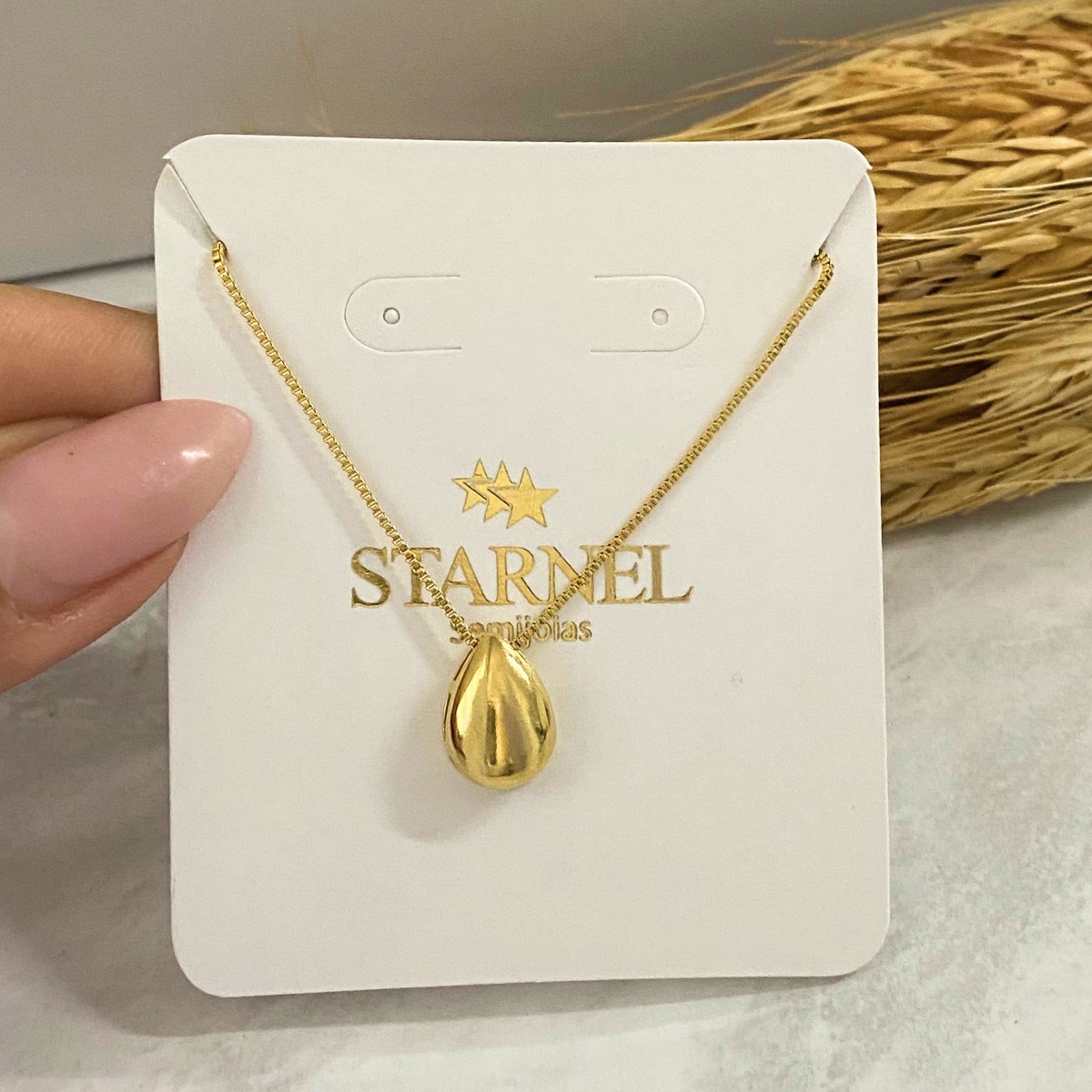 GARGANTILHA VENEZIANA COM PINGENTE GOTA LISA