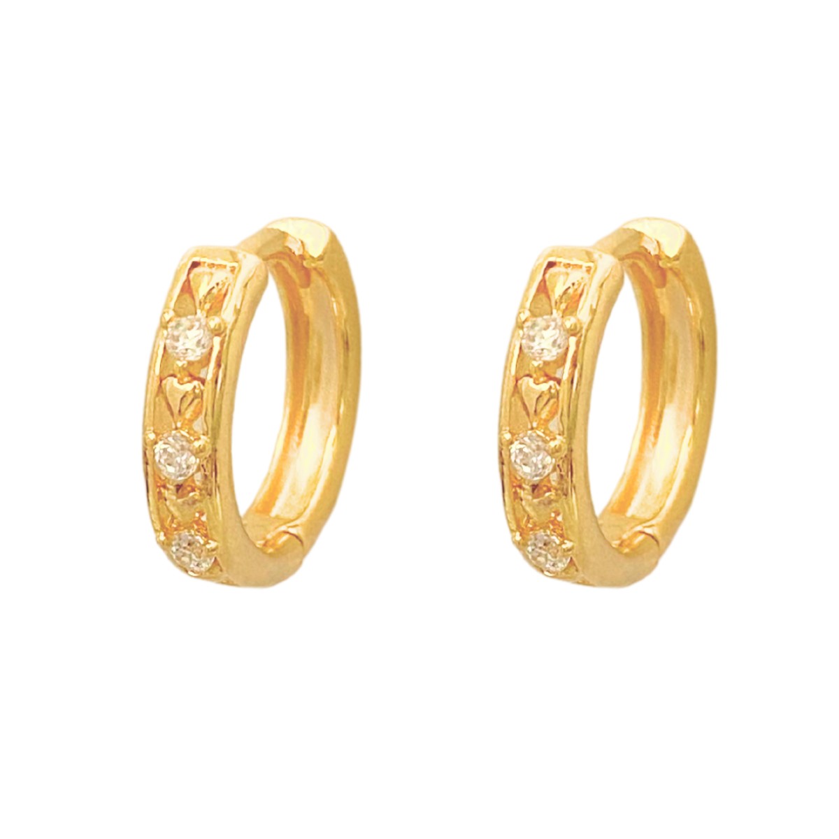 ARGOLA CLICK COM 3 ZIRCONIA E 4 MINI CORAÇAO 13MM