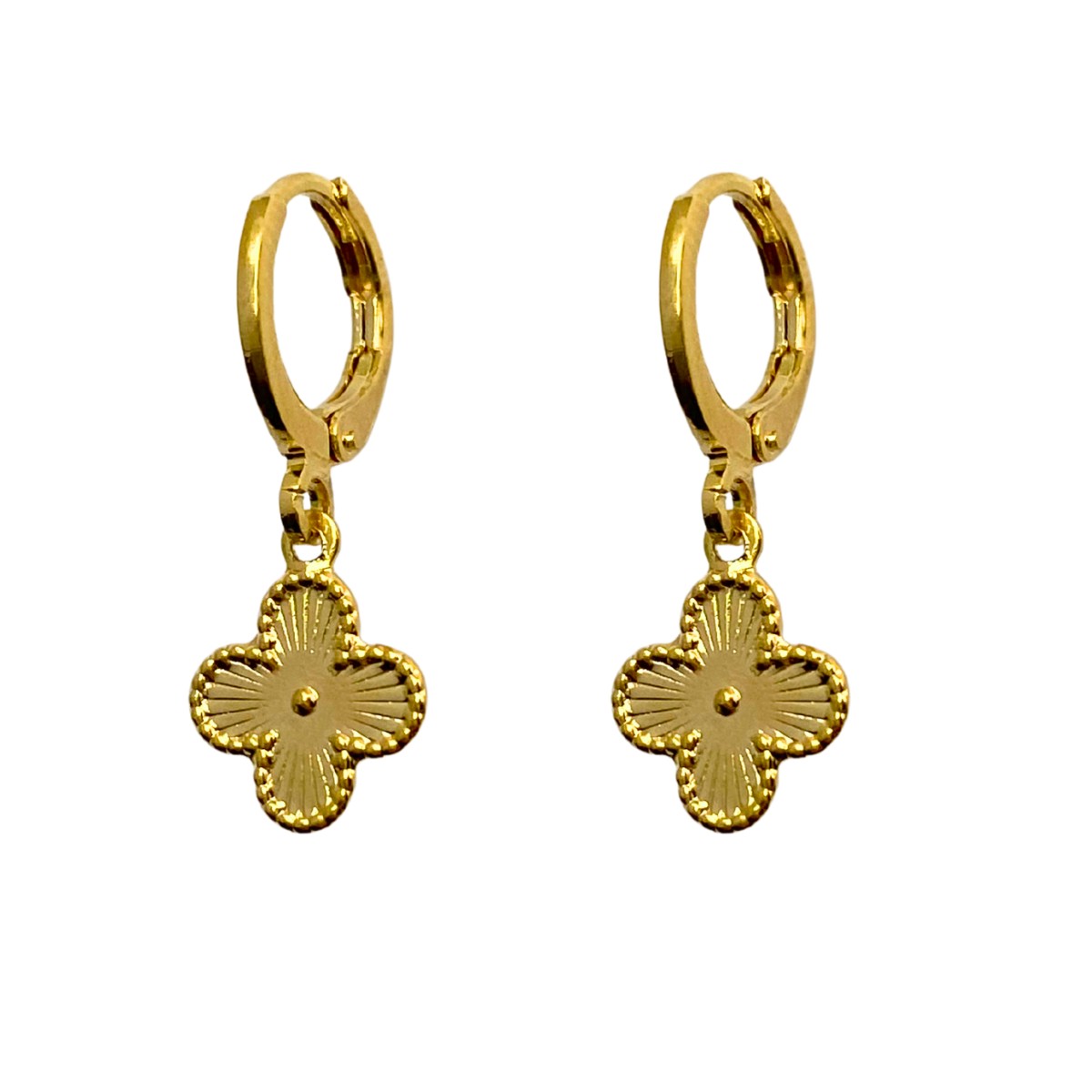 ARGOLA COM PINGENTE TREVO DE 4 FOLHAS LISO