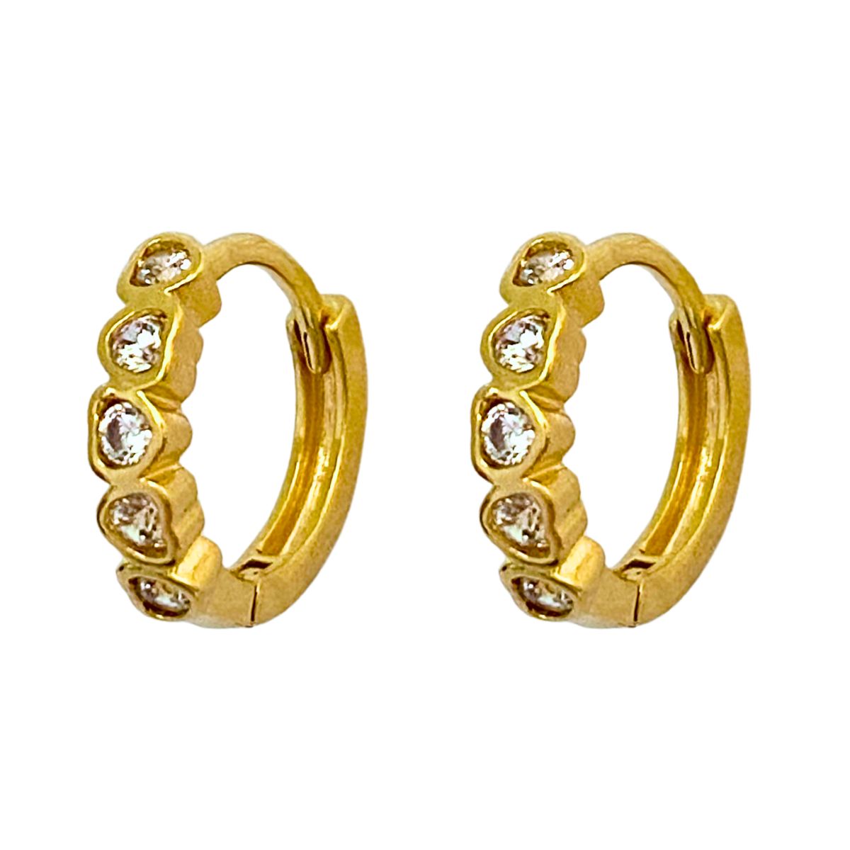 ARGOLA CLICK COM 5 MINI CORAÇAO CRAVEJADOS
