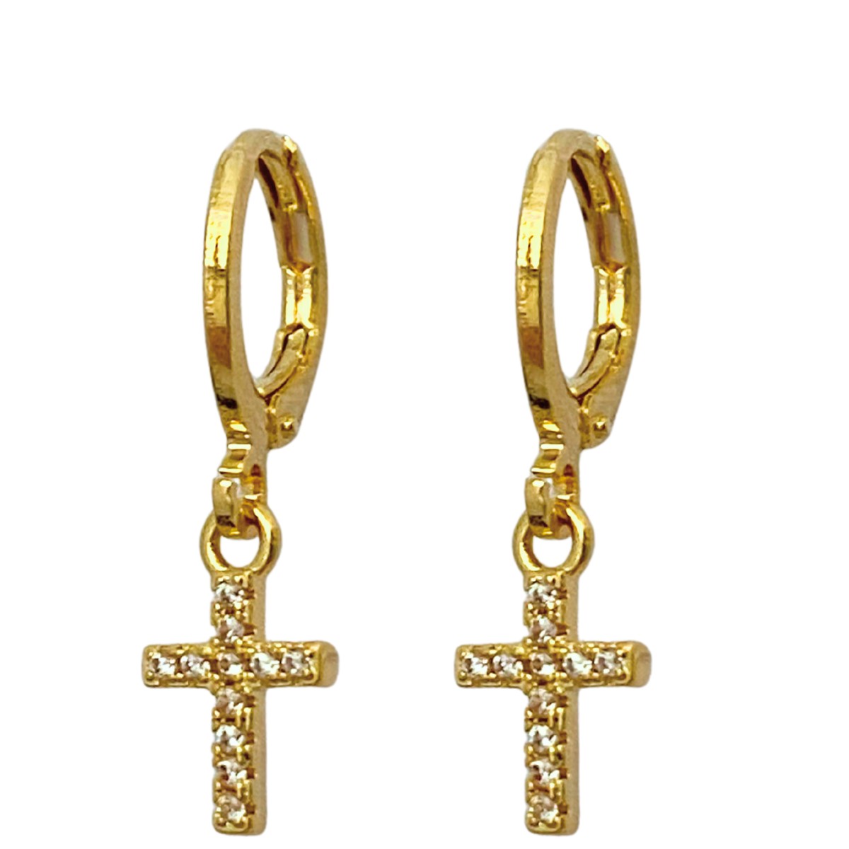 ARGOLA COM PINGENTE DE CRUZ CRAVEJADA