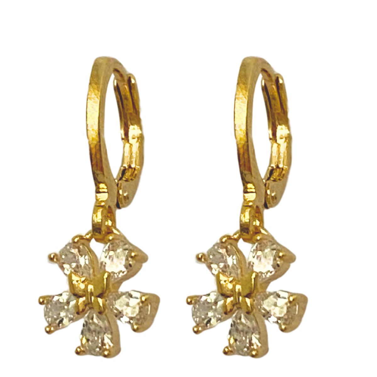 ARGOLA COM PINGENTE FLOR CRAVEJADA COM 1 MINI BORBOLETA