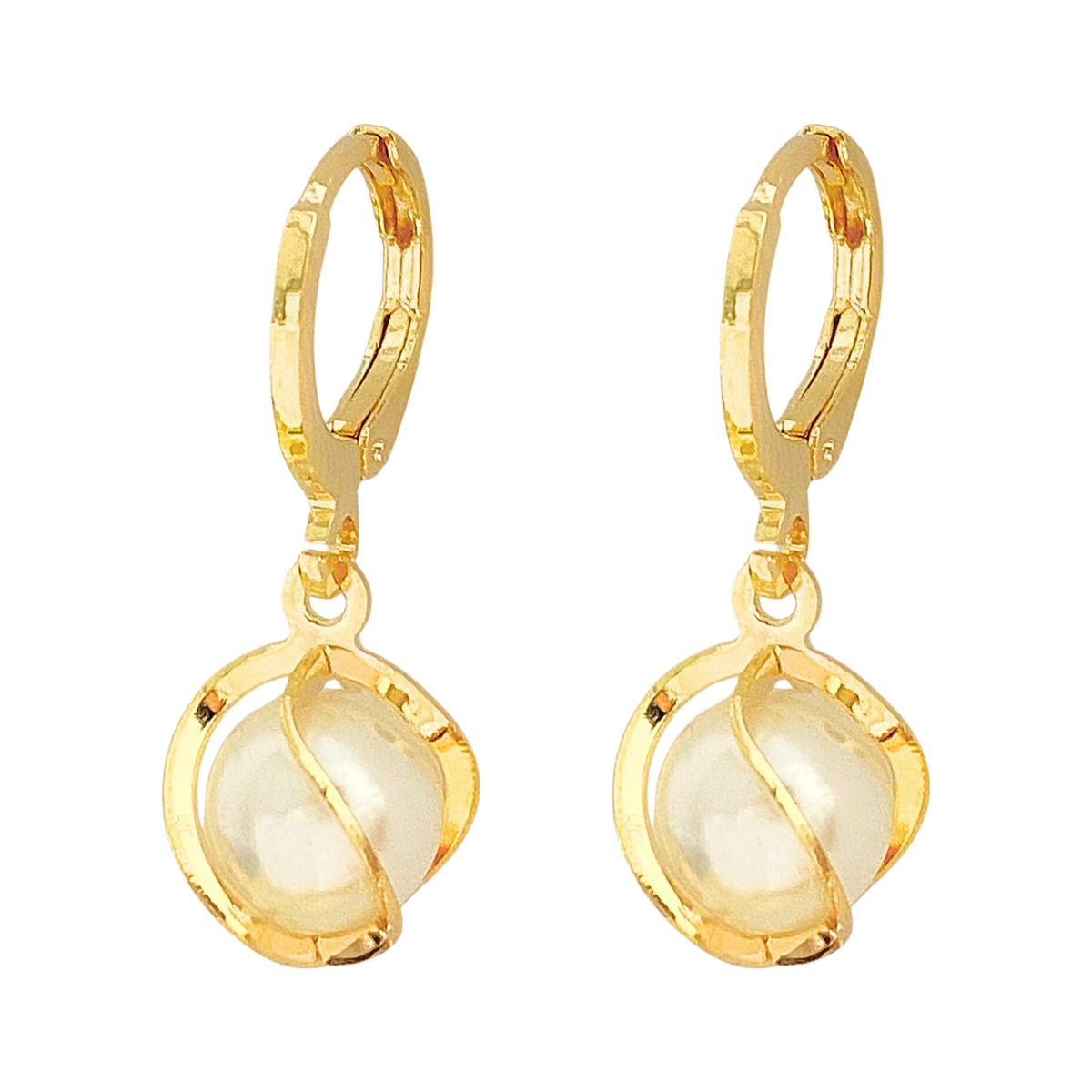 ARGOLA COM PINGENTE PEROLA TRANÇADA 8MM