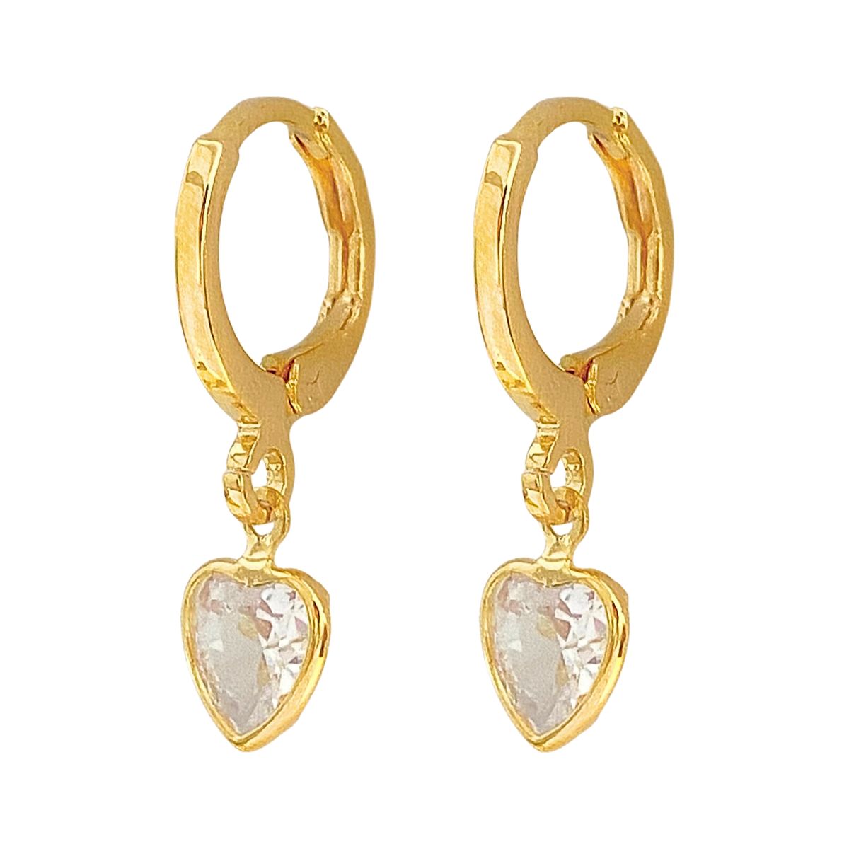 ARGOLA COM PINGENTE CORAÇÃO ZIRCONIA CRISTAL 7X7MM