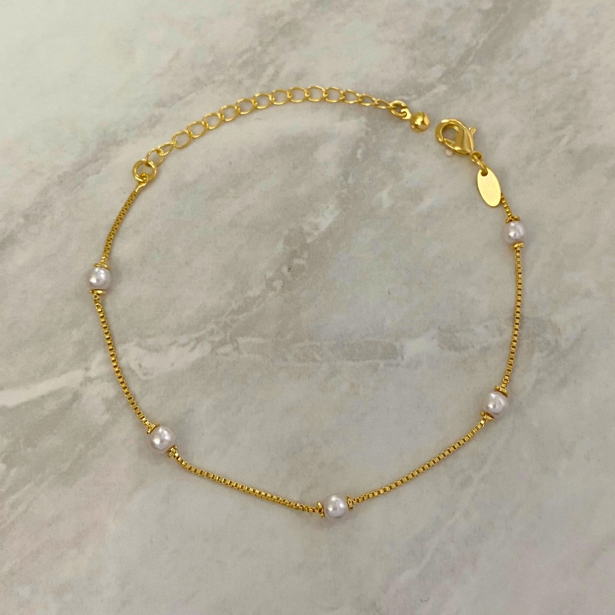 PULSEIRA CORRENTE VENEZIANA COM 5 PEROLAS PEQUENA