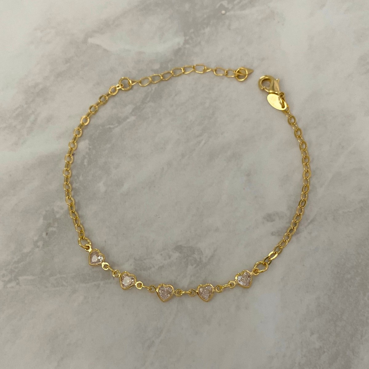 PULSEIRA COM 5 PONTO DE LUZ DE CORAÇAO CRISTAL