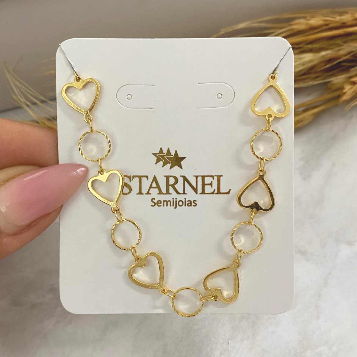 CHOKER COM CORAÇAO VAZADO + CIRCULO VAZADO