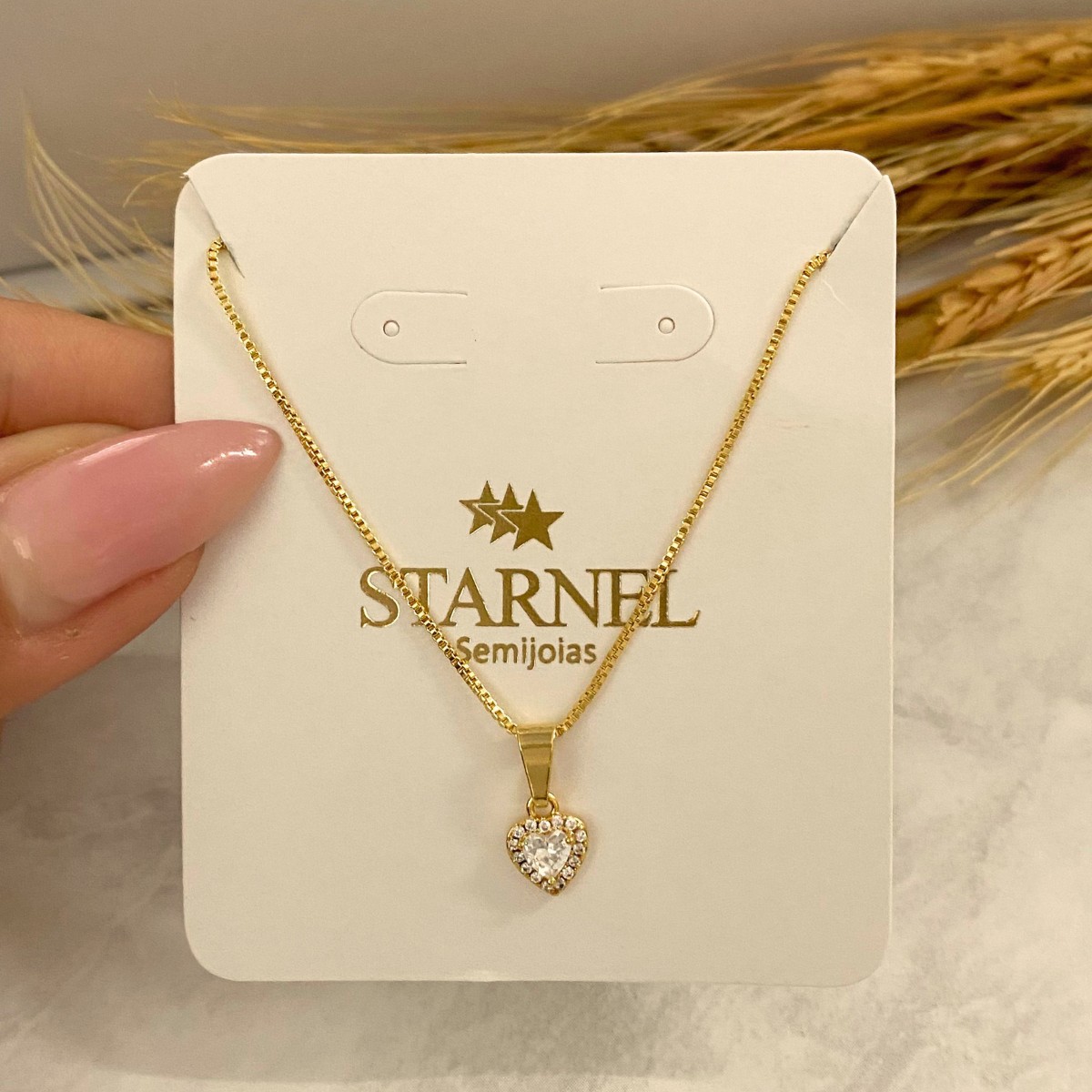 GARGANTILHA VENEZIANA + PINGENTE DE CORAÇAO COM ZIRCONIA CRAVEJADO 9MM