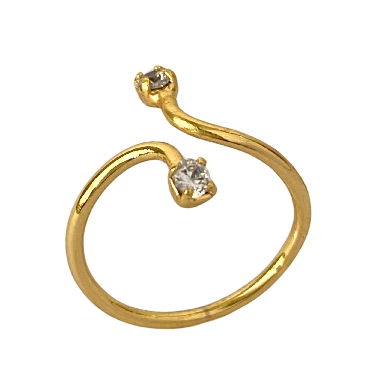 ANEL REGULAVEL FALANGE COM 2 ZIRCONIAS CRISTAL