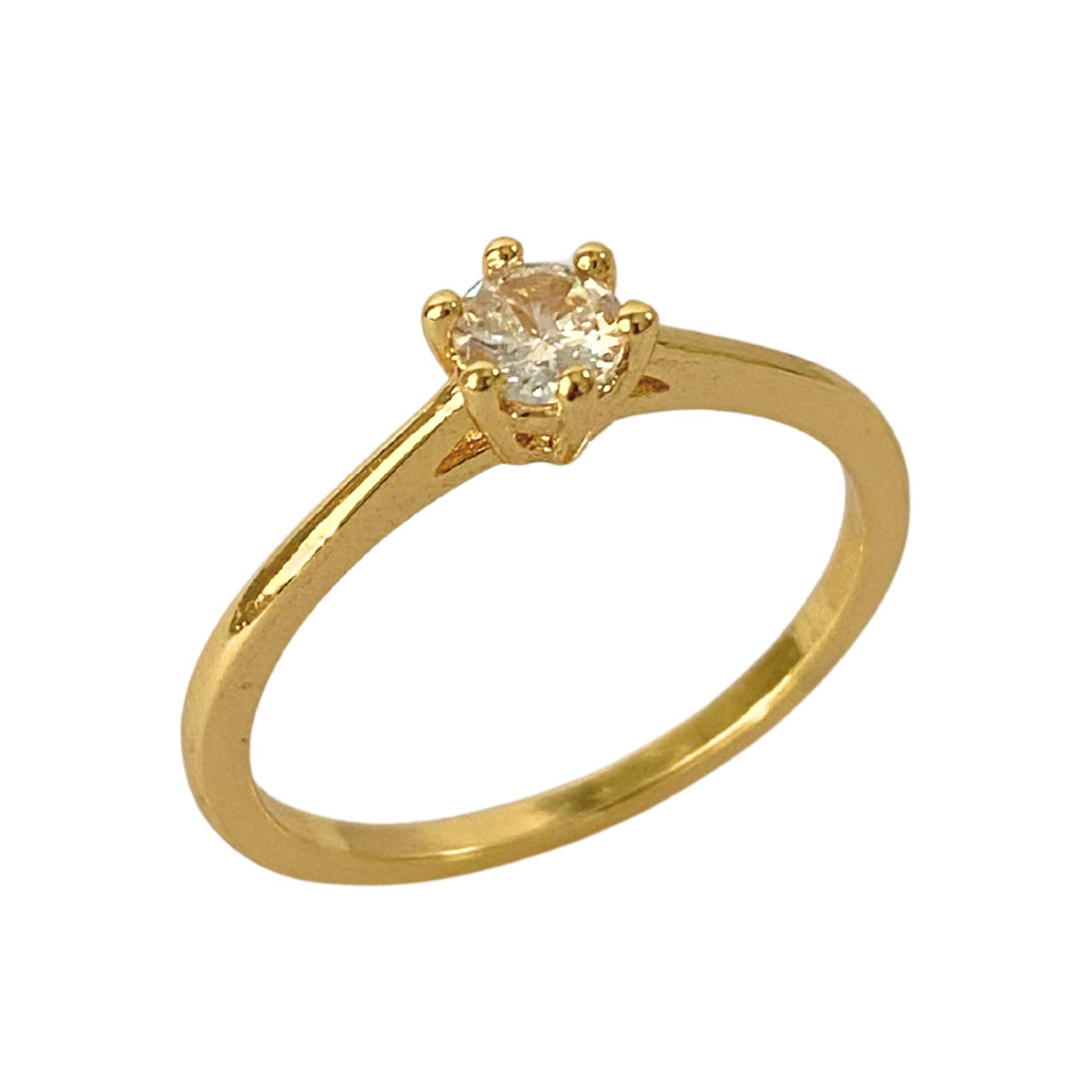 ANEL SOLITARIO COM 1 PEDRA ZIRCONIA CRISTAL 5MM