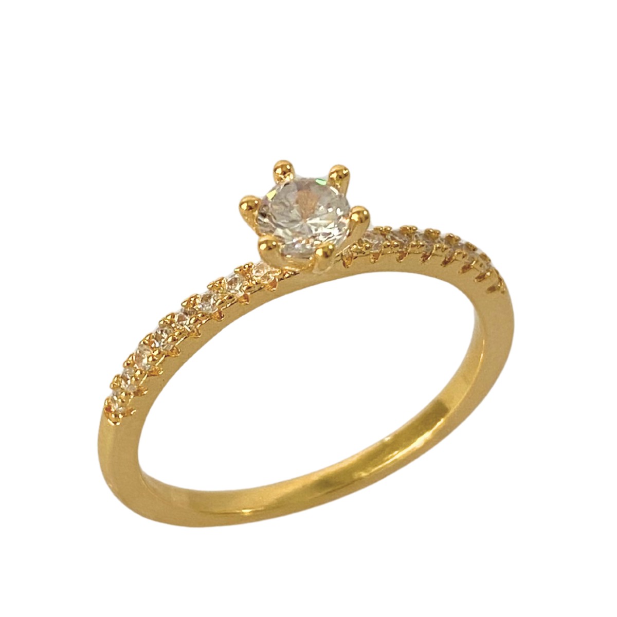 ANEL SOLITARIO CRAVEJADO E COM 1 PEDRA ZIRCONIA CRISTAL 5MM