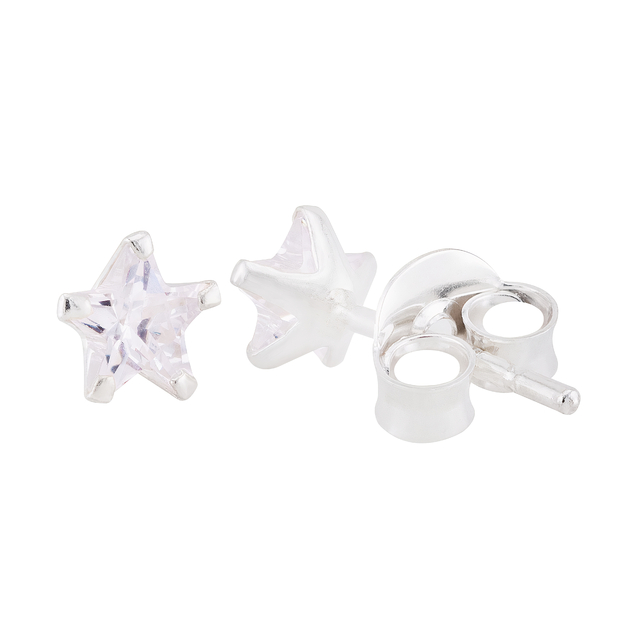 BRINCO PEQUENO P925 PONTO DE LUZ ESTRELA CRISTAL 4MM