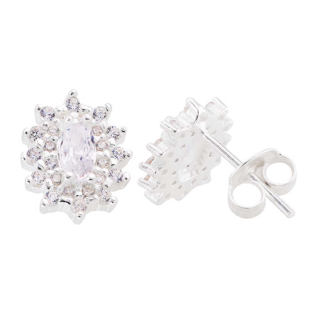 BRINCO PEQUENO P925 ELEGANTE ZIRCÔNIA CRISTAL 10X9MM