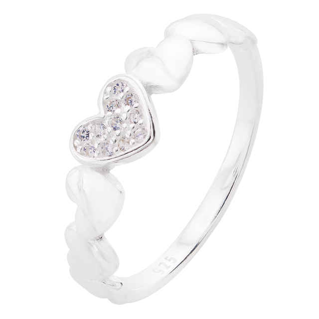 ANEL P925 7 CORAÇÕES ZIRCÔNIA CRISTAL