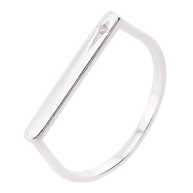 ANEL P925 SUPERIOR RETANGULAR DE CHAPA LISA AMOR DE MÃE COM 1 ZIRCONIA