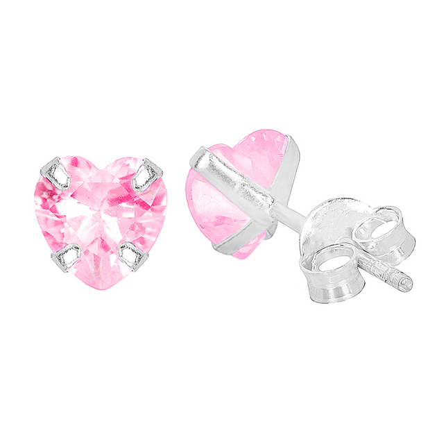 BRINCO PEQUENO P925 PONTO DE LUZ CORAÇAO ROSA 6X6MM 4G