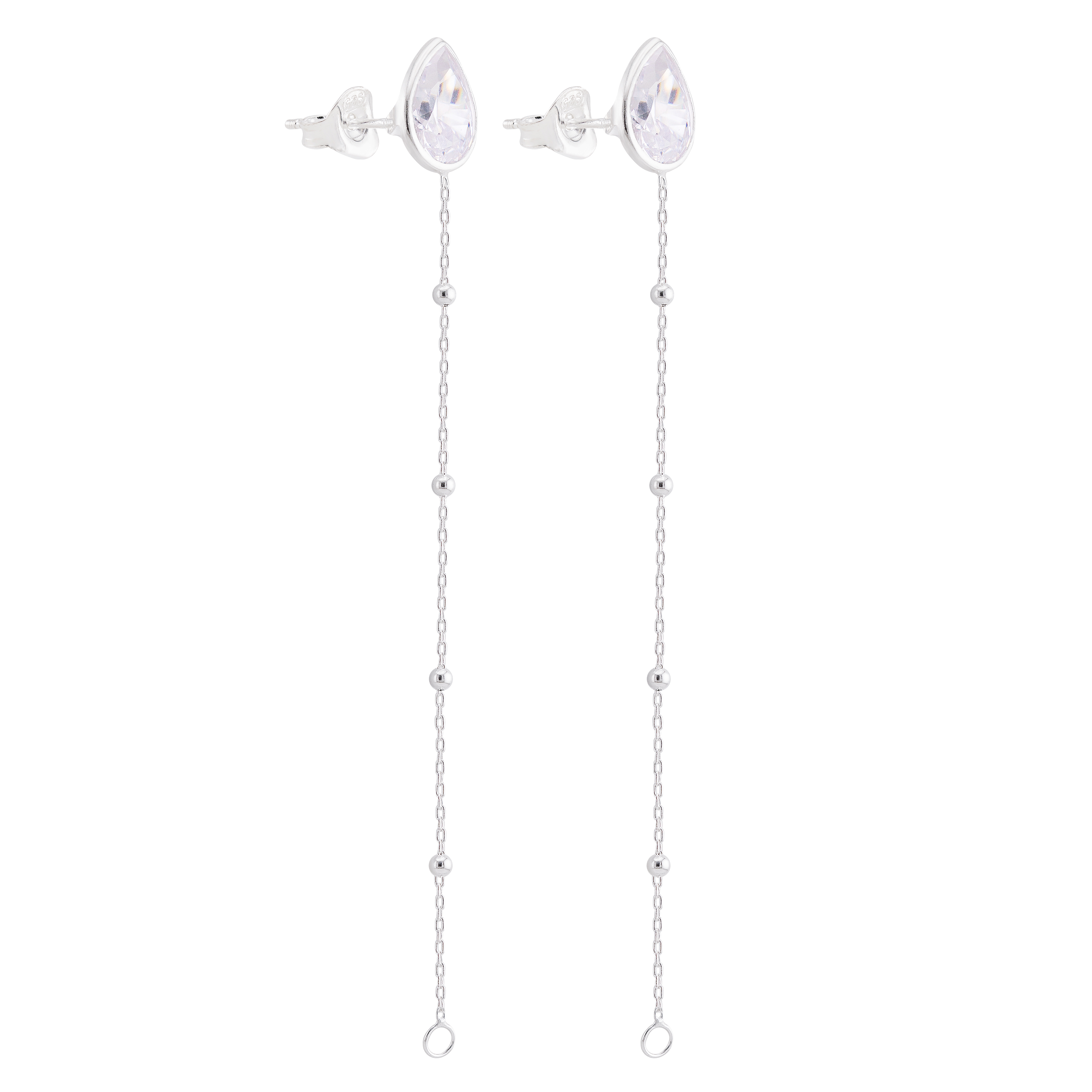 BRINCO MÉDIO P925 GOTA CARTIER COM BOLINHAS 11X8MM