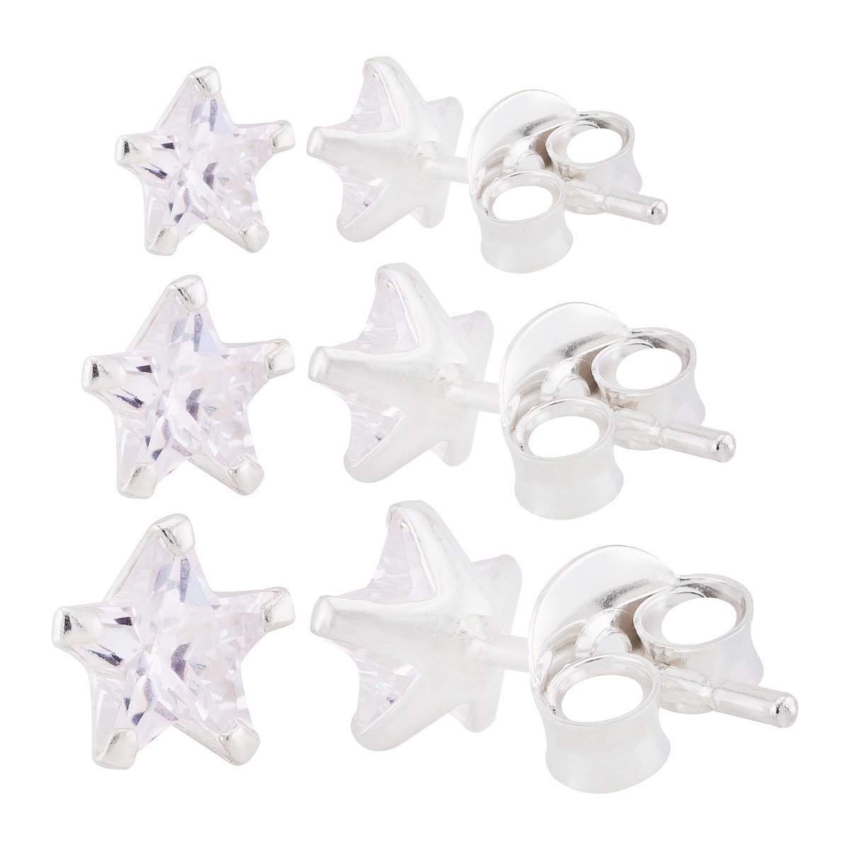BRINCO P925 TRIO PONTO DE LUZ ESTRELA ZIRCONIA 3MM 4MM 5MM