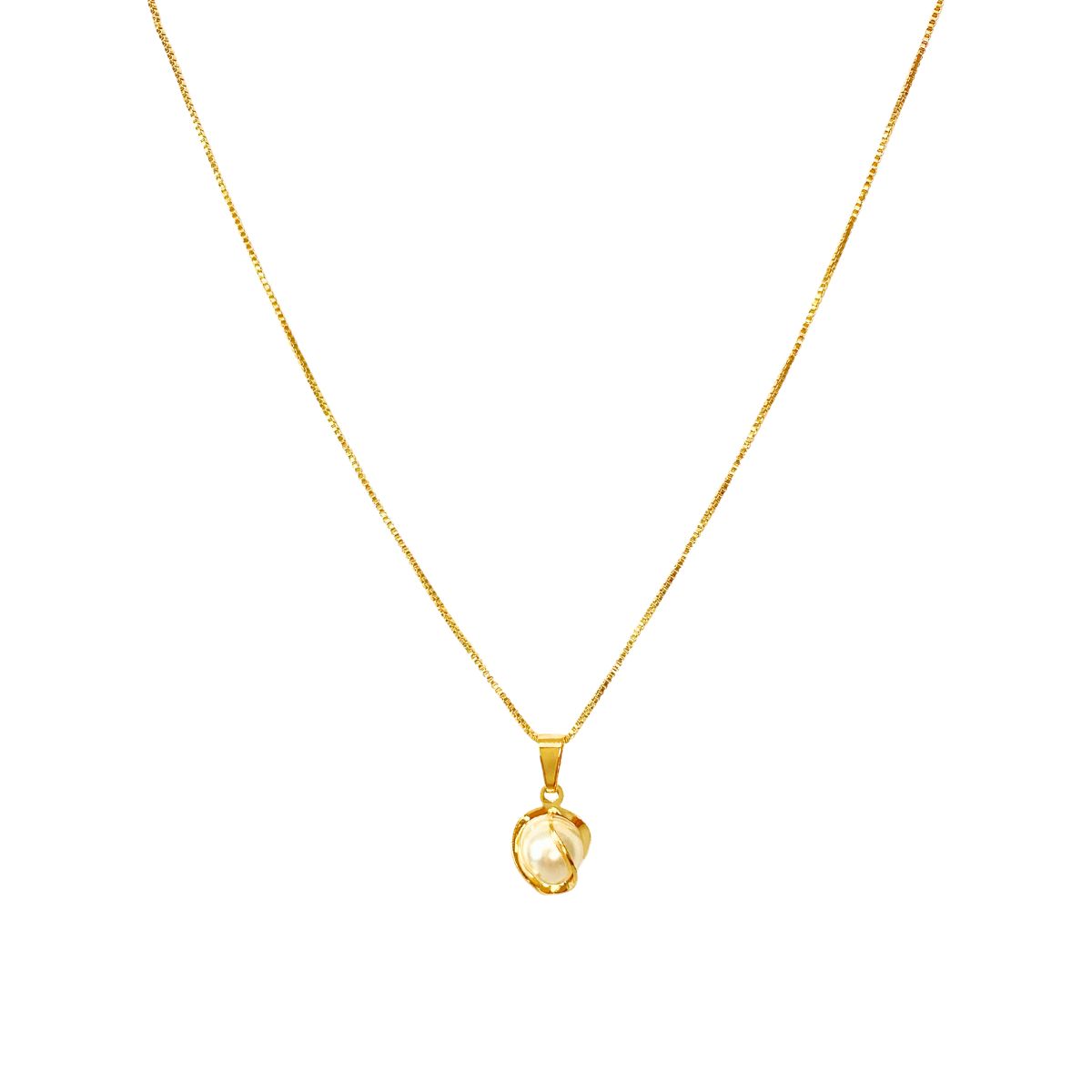 GARGANTILHA VENEZIANA + PINGENTE PEROLA TRANÇADA 8MM