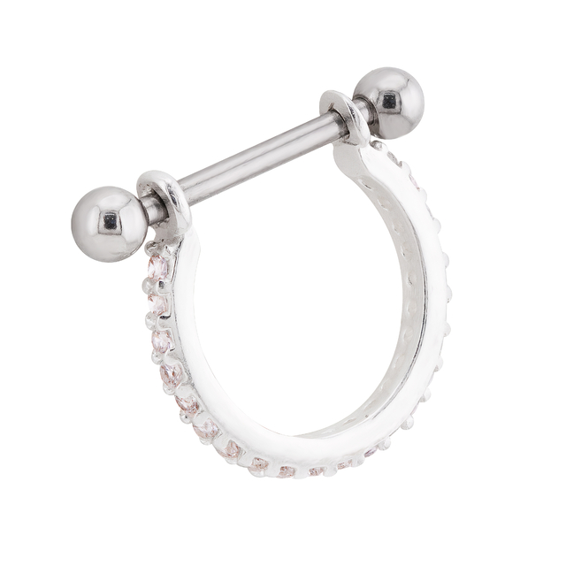 PIERCING P925 PARA ANTI-HELICE E CONCHA COM ZIRCONIA CRISTAL