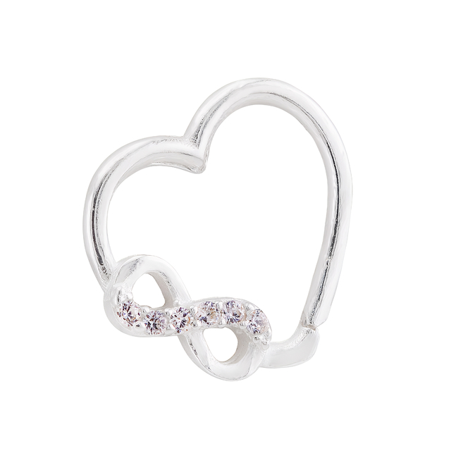PIERCING P925 ARGOLA PARA TRAGUS E HELICE COM CORAÇAO E INFINITO