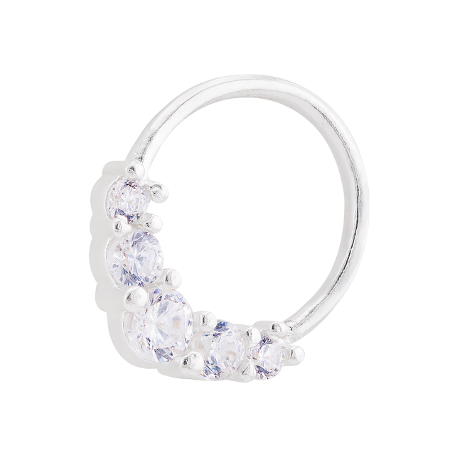 PIERCING P925 ARGOLA PARA TRAGUS E HELICE COM 5 ZIRCONIAS CRISTAL