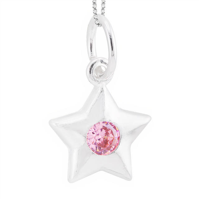 GARGANTILHA P925 VENEZIANA + PINGENTE ESTRELA ZIRCÔNIA ROSA