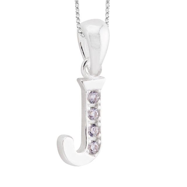 GARGANTILHA P925 VENEZIANA + PINGENTE LETRA CRISTAL (J)