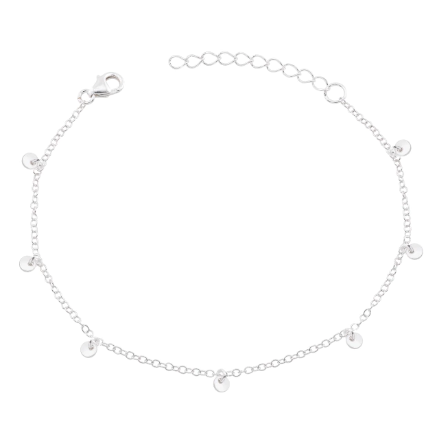 PULSEIRA P925 COM 7 PINDURICALHOS DE CIRCULOS DE CHAPA