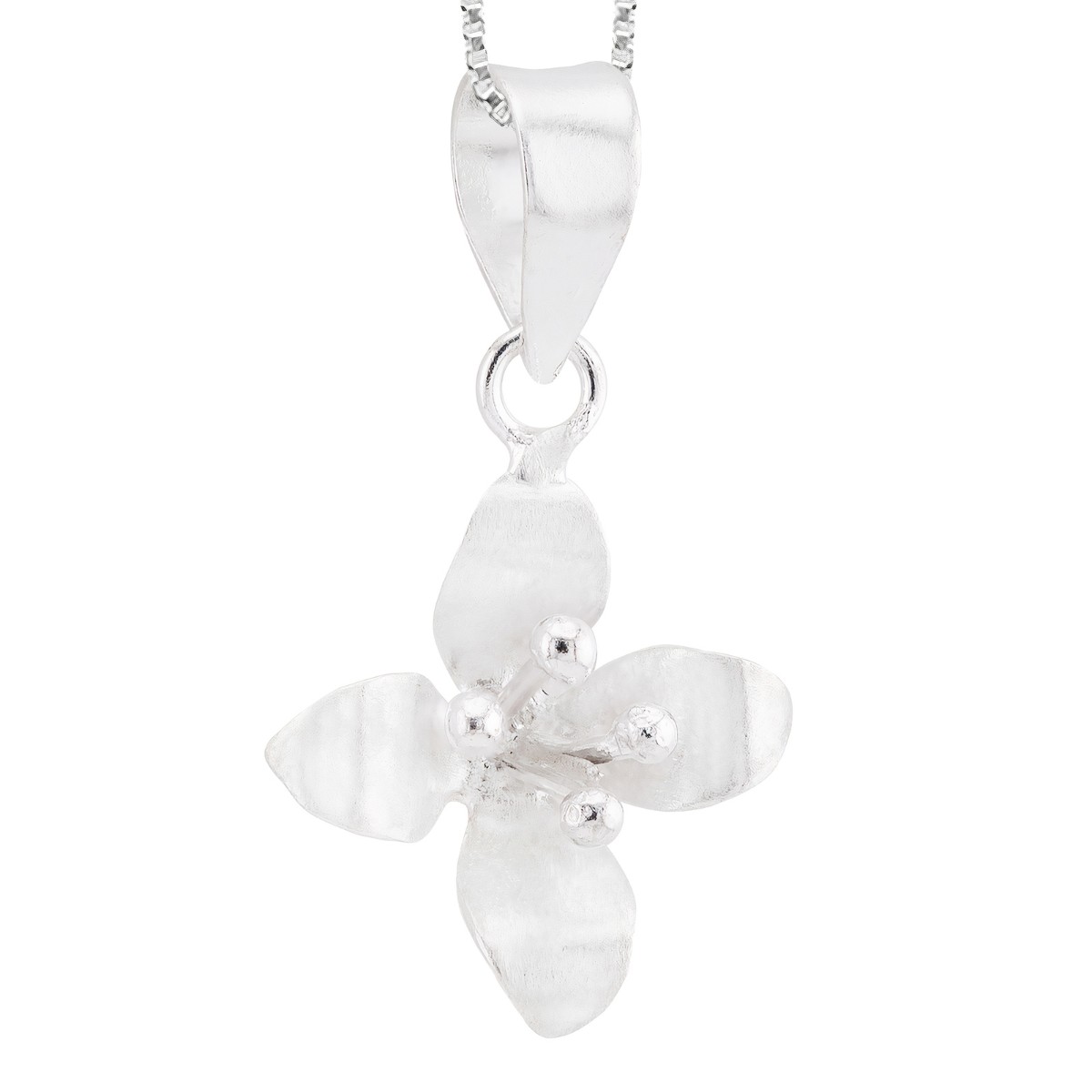 GARGANTILHA P925 VENEZIANA + PINGENTE DE ORQUÍDEA 4 PÉTALAS 14MM