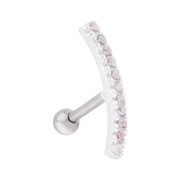 PIERCING P925, E O PINO E TARRACHA EM AÇO CIRURGICO P/ TRAGUS E ANTI-HÉLICE 1 FILEIRA CRAVEJADA 15MM