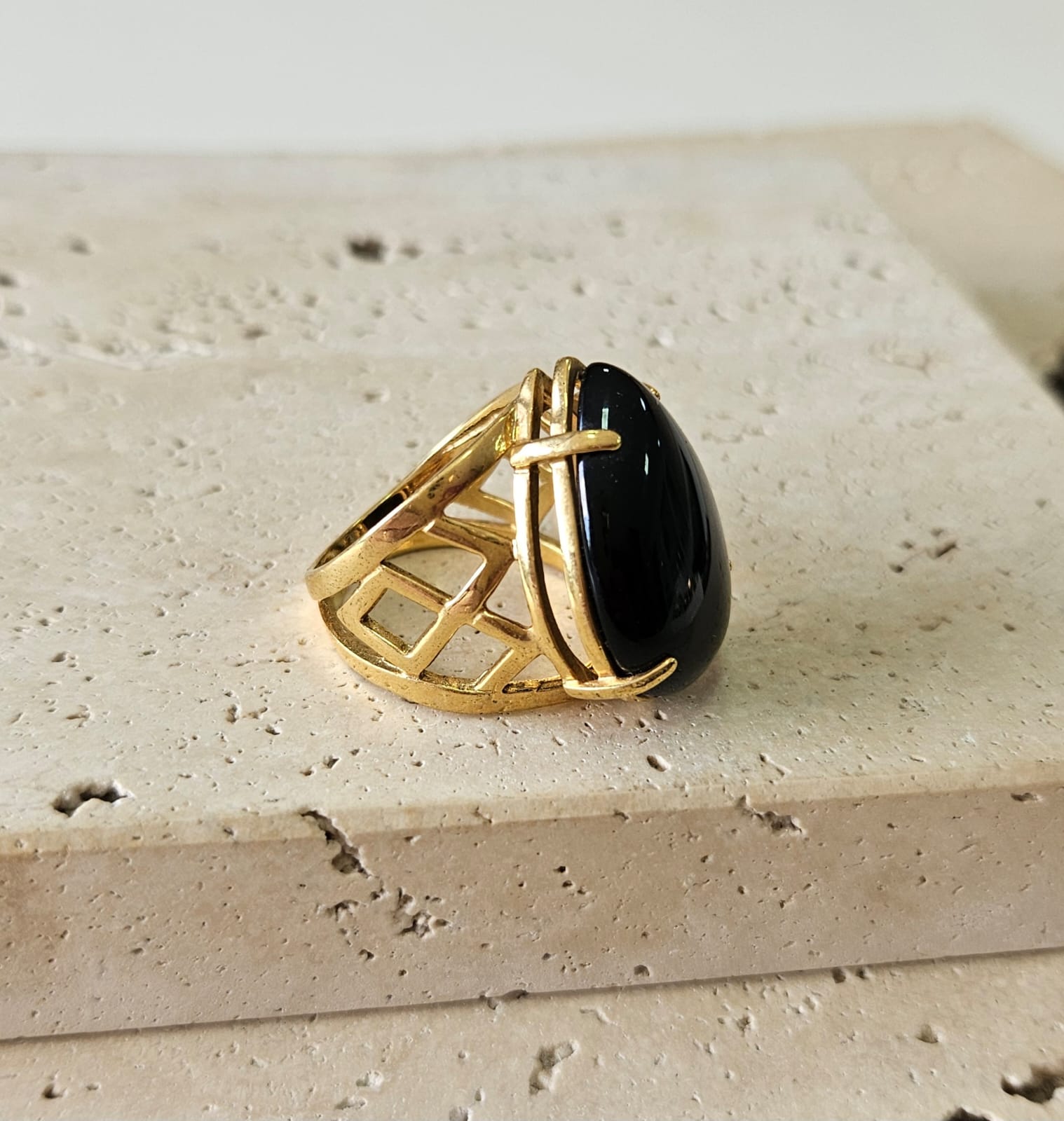 Anel Pedra Natural Onix