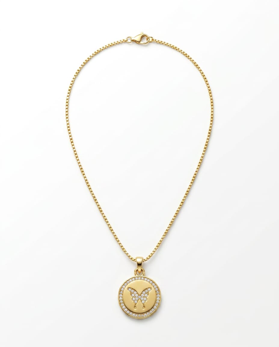 Gargantilha Medalha Borboleta Cravejada