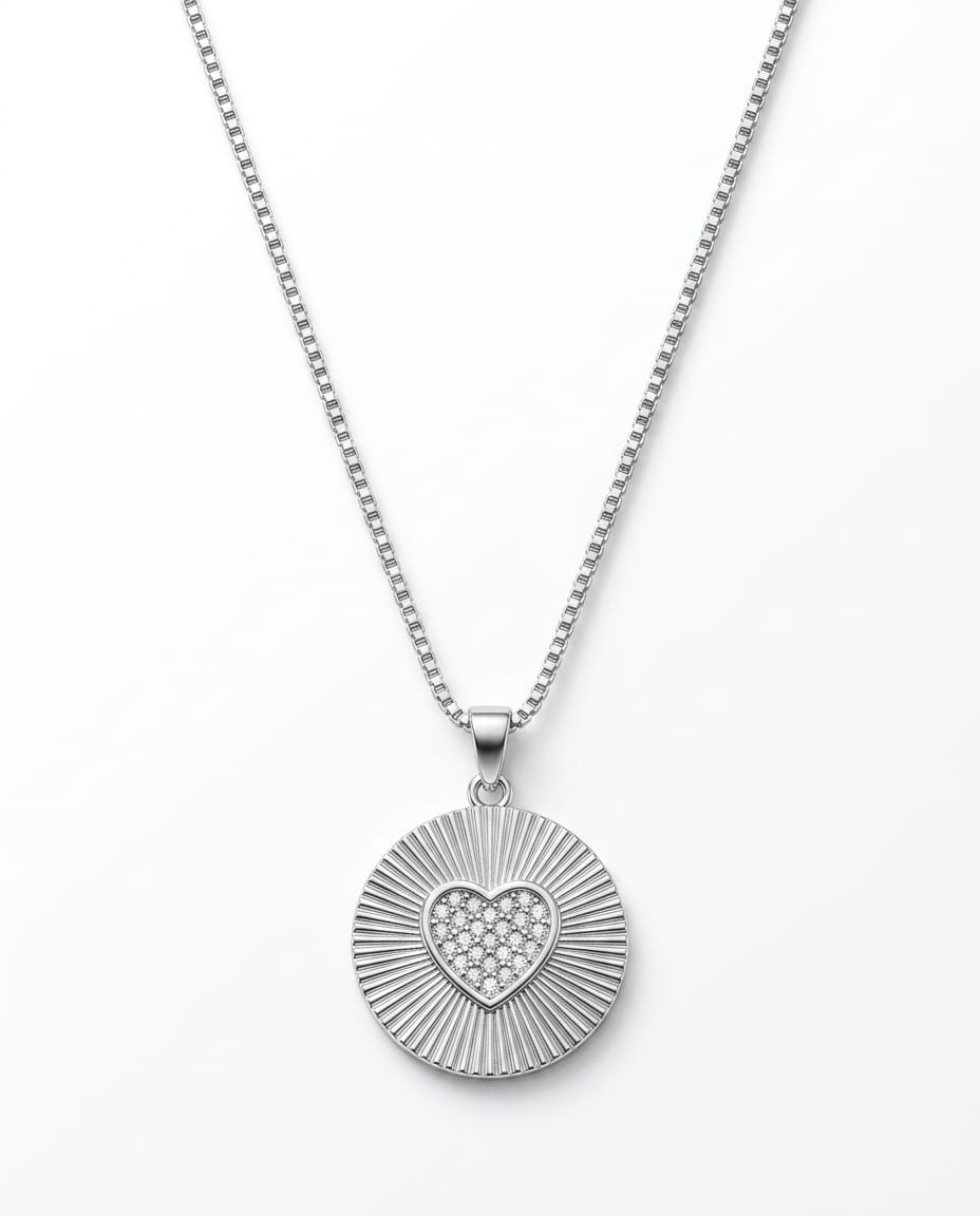 Gargantilha Medalha Frisada com Coração