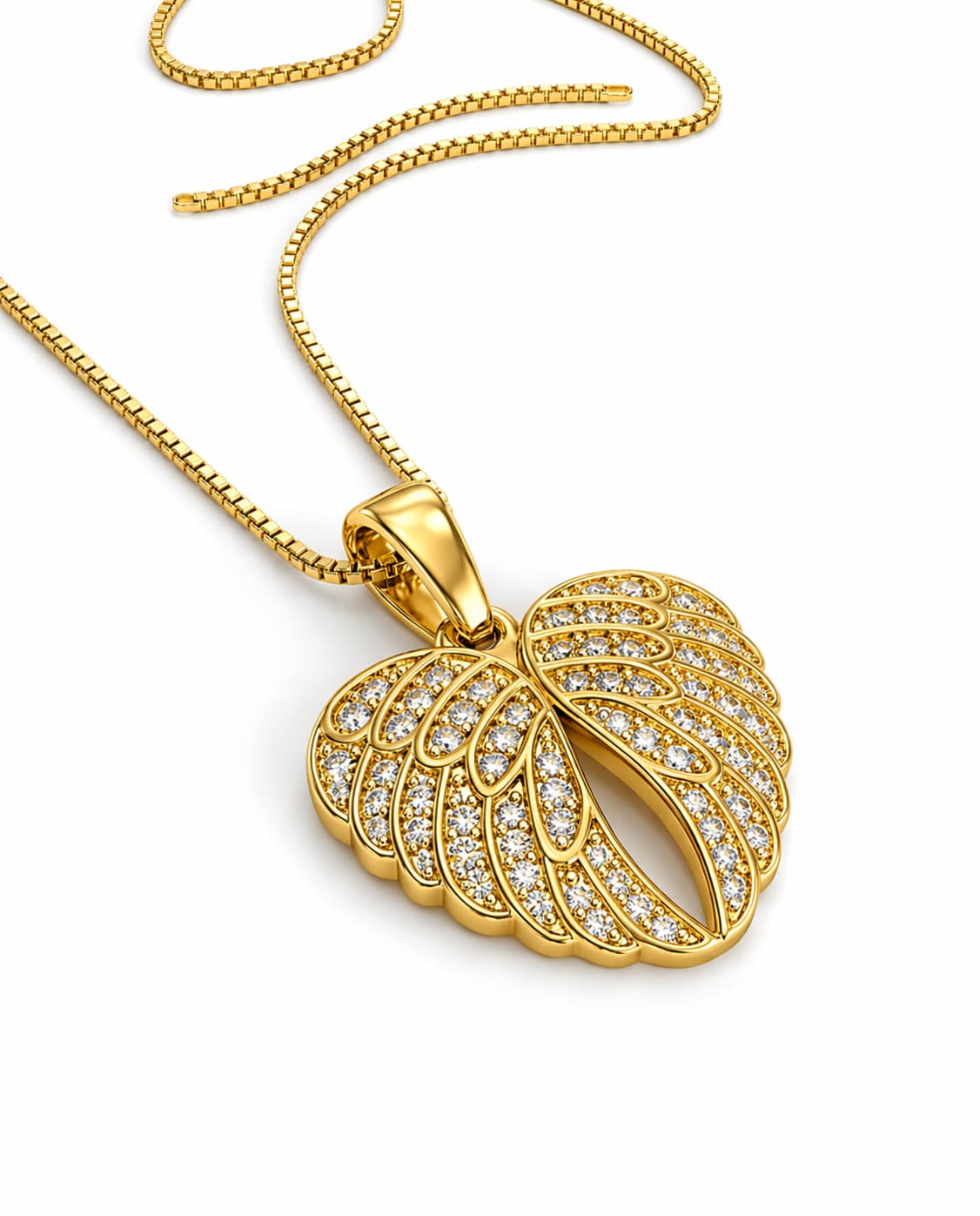 Pingente Coração com Asa Cravejada