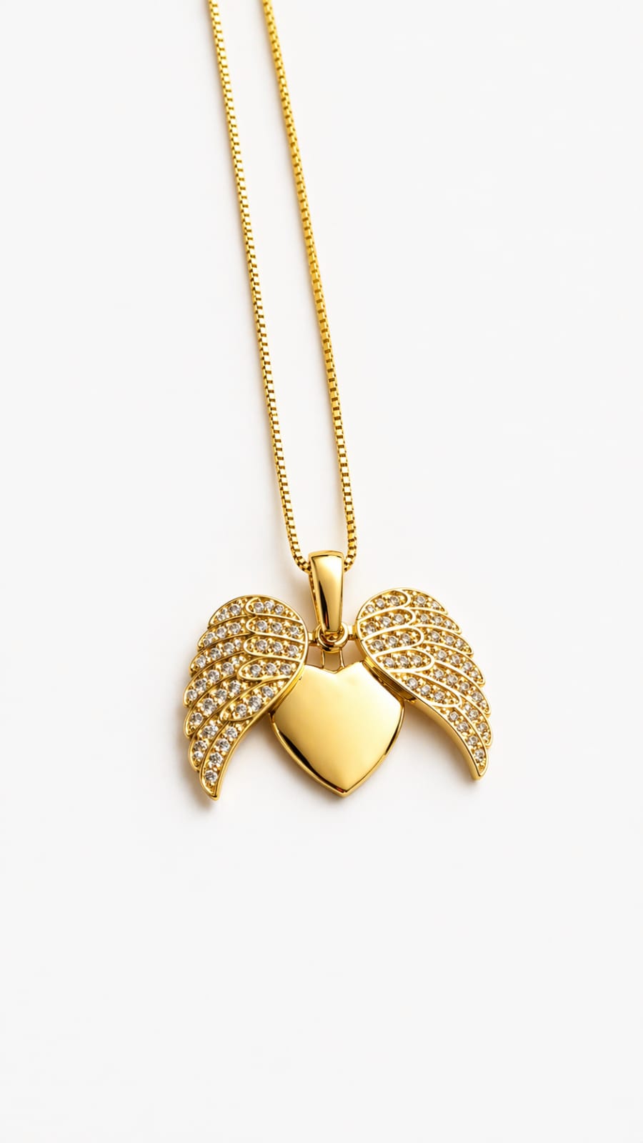 Pingente Coração com Asa Cravejada