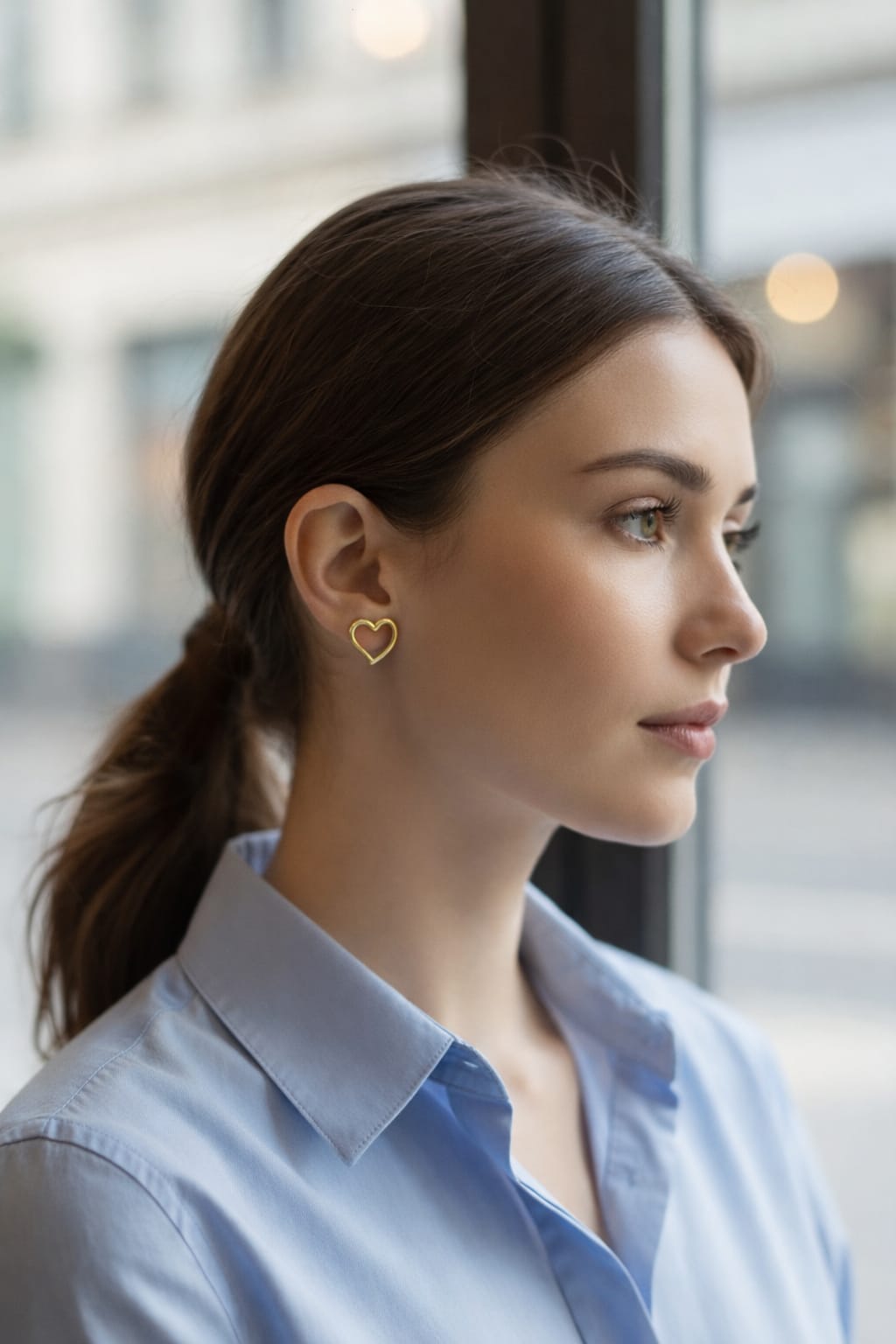 Brinco Coração Torto Vazado