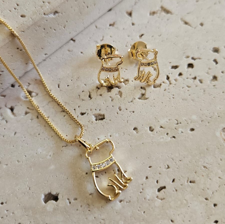 Conjunto Capivara com Zirconias 40cm