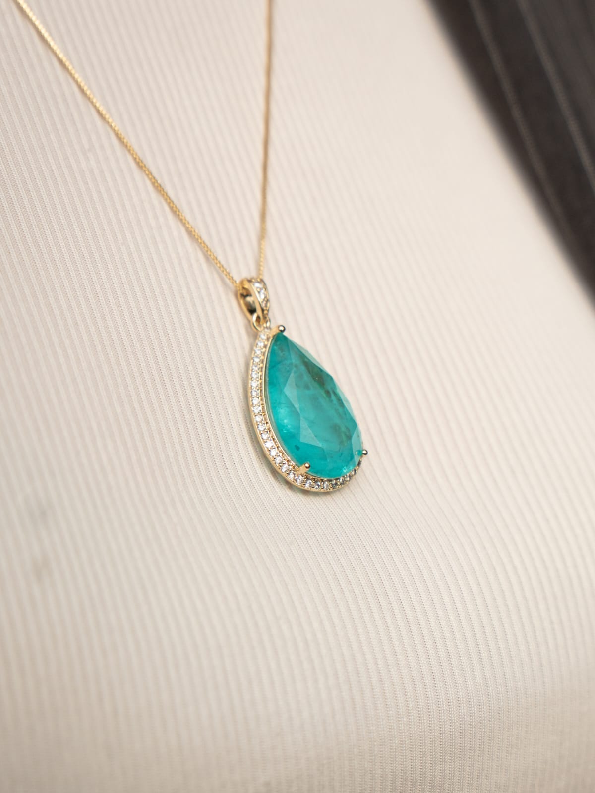 Conjunto Pedra Gota Fusion Turmalina 45cm